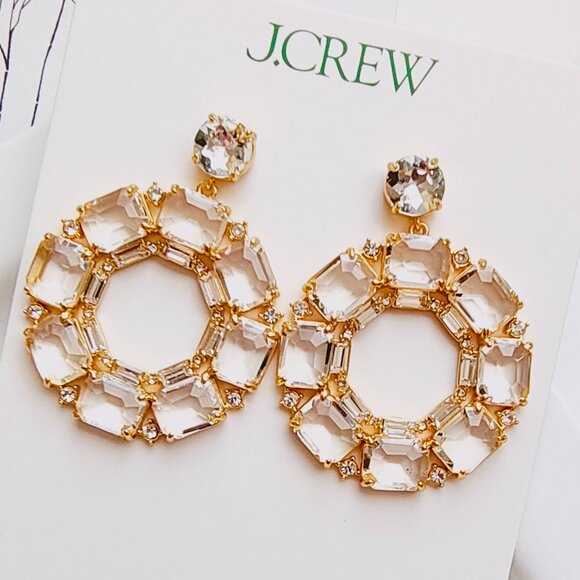 NWT J.CREW Faceted-crystal hoop earrings - Picture 2 of 11